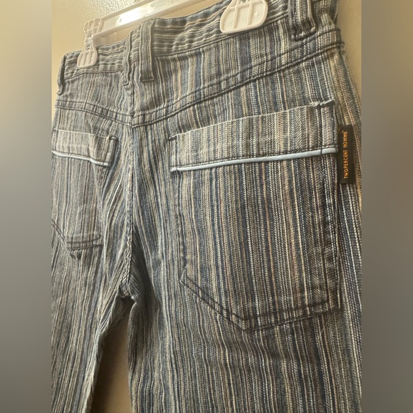 Two Percent Homme Rare Japanese Jeans Striped Denim Crop Low Rise Straight Sz S - Picture 4 of 6